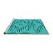 Sideview of Machine Washable Abstract Turquoise Contemporary Area Rugs, wshcon2279turq