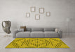 Machine Washable Abstract Yellow Contemporary Rug in a Living Room, wshcon2279yw