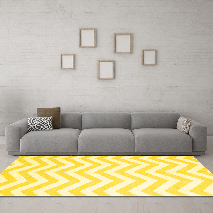 Machine Washable Solid Yellow Modern Rug in a Living Room, wshcon2280yw