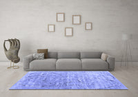 Machine Washable Abstract Blue Contemporary Rug, wshcon2281blu