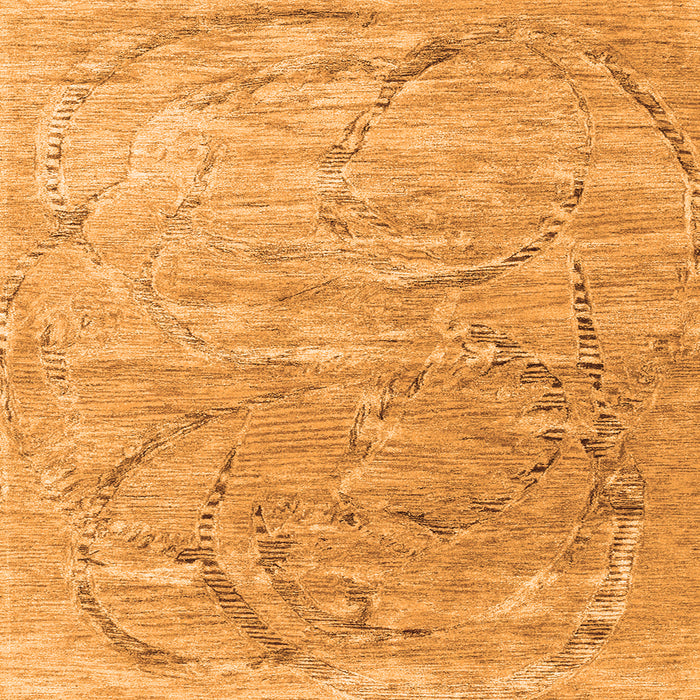 Round Machine Washable Abstract Orange Contemporary Area Rugs, wshcon2281org