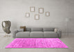 Machine Washable Abstract Pink Contemporary Rug in a Living Room, wshcon2281pnk