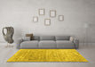 Machine Washable Abstract Yellow Contemporary Rug in a Living Room, wshcon2281yw