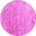 Round Abstract Pink Contemporary Rug, con2281pnk