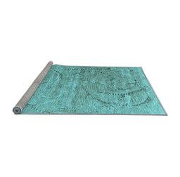 Sideview of Machine Washable Abstract Light Blue Contemporary Rug, wshcon2281lblu