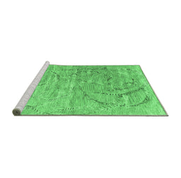 Sideview of Machine Washable Abstract Emerald Green Contemporary Area Rugs, wshcon2281emgrn