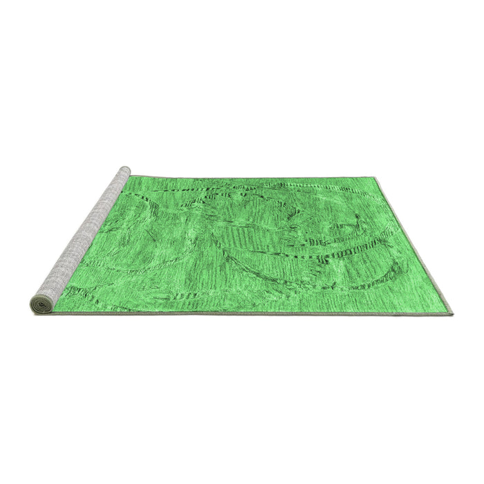 Sideview of Machine Washable Abstract Emerald Green Contemporary Area Rugs, wshcon2281emgrn