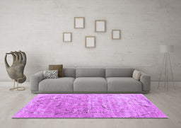 Machine Washable Abstract Purple Contemporary Area Rugs in a Living Room, wshcon2281pur