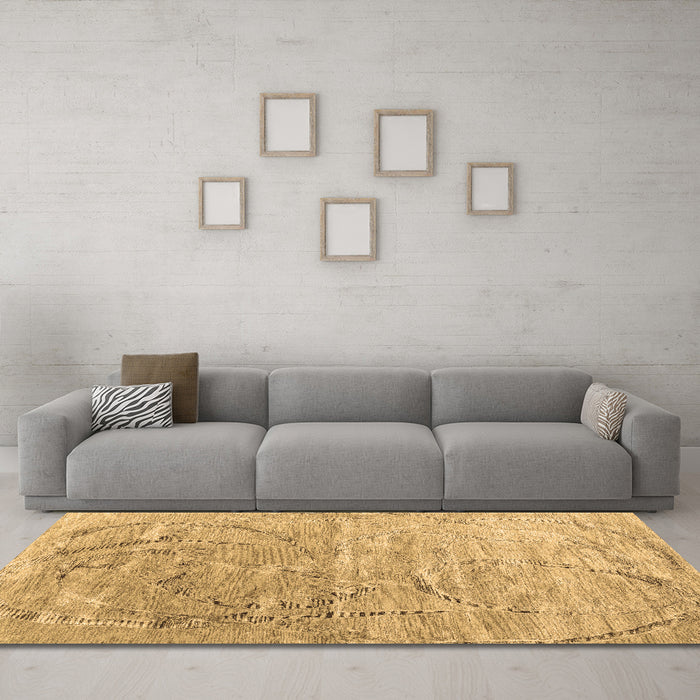 Machine Washable Abstract Brown Contemporary Rug in a Living Room,, wshcon2281brn