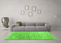 Machine Washable Abstract Green Contemporary Rug, wshcon2281grn