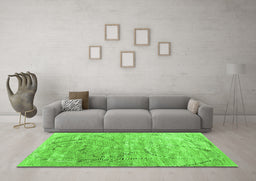 Machine Washable Abstract Green Contemporary Area Rugs in a Living Room,, wshcon2281grn