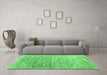 Machine Washable Abstract Emerald Green Contemporary Area Rugs in a Living Room,, wshcon2281emgrn