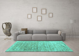 Machine Washable Abstract Turquoise Contemporary Area Rugs in a Living Room,, wshcon2281turq