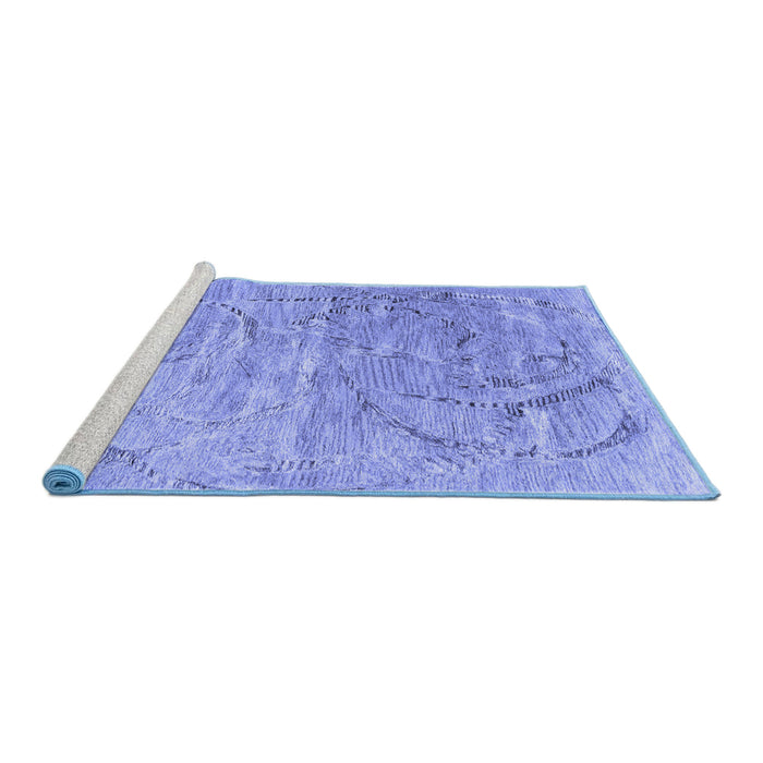 Sideview of Machine Washable Abstract Blue Contemporary Rug, wshcon2281blu
