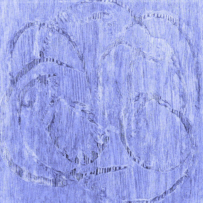 Square Abstract Blue Contemporary Rug, con2281blu