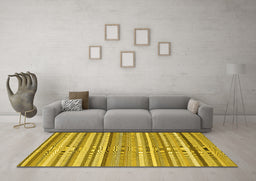 Machine Washable Abstract Yellow Contemporary Rug in a Living Room, wshcon2282yw