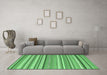 Machine Washable Abstract Emerald Green Contemporary Area Rugs in a Living Room,, wshcon2282emgrn