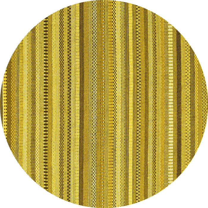 Round Abstract Yellow Contemporary Rug, con2282yw