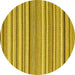 Round Abstract Yellow Contemporary Rug, con2282yw