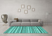 Machine Washable Abstract Turquoise Contemporary Area Rugs in a Living Room,, wshcon2282turq