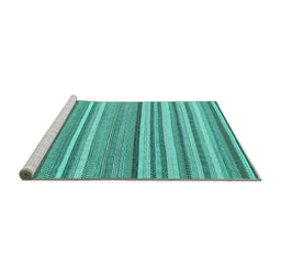 Sideview of Machine Washable Abstract Turquoise Contemporary Area Rugs, wshcon2282turq