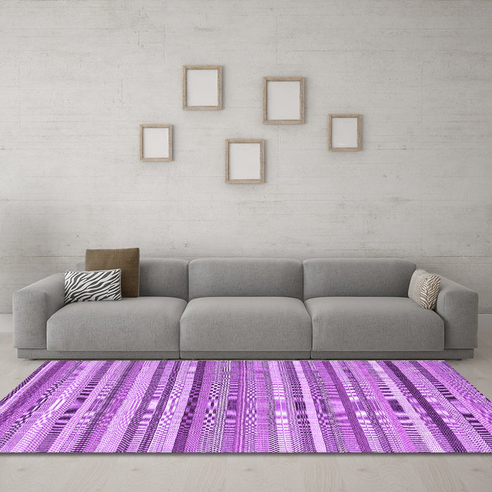 Machine Washable Abstract Purple Contemporary Area Rugs in a Living Room, wshcon2282pur
