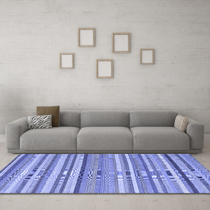 Machine Washable Abstract Blue Contemporary Rug in a Living Room, wshcon2282blu