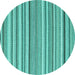 Round Machine Washable Abstract Turquoise Contemporary Area Rugs, wshcon2282turq