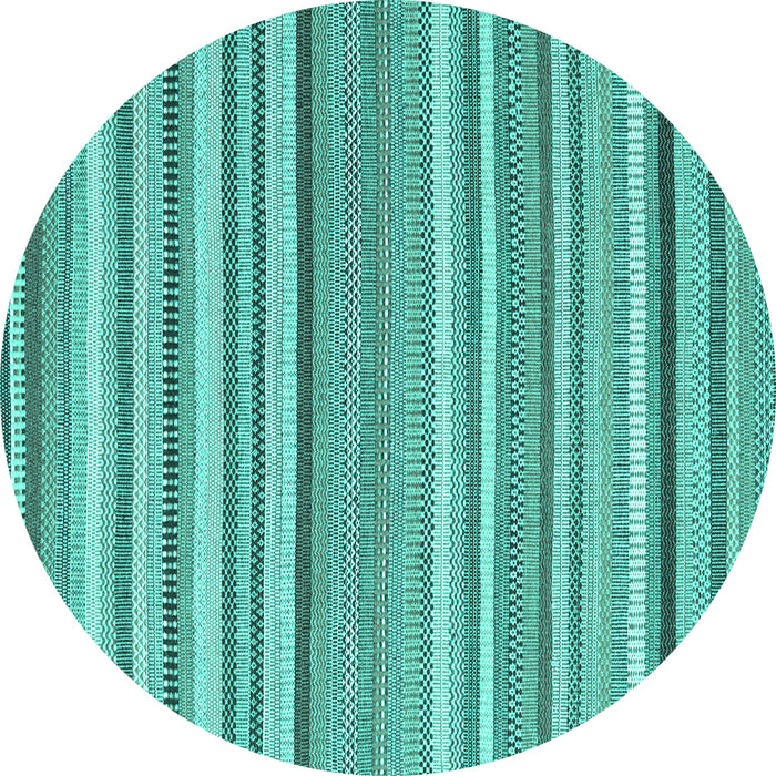 Round Abstract Turquoise Contemporary Rug, con2282turq