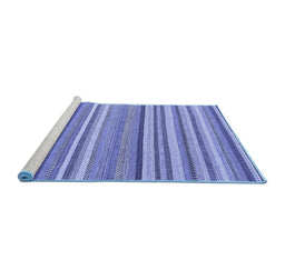 Sideview of Machine Washable Abstract Blue Contemporary Rug, wshcon2282blu