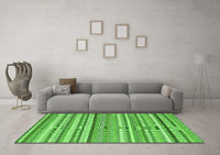 Machine Washable Abstract Green Contemporary Rug, wshcon2282grn