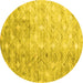 Round Machine Washable Abstract Yellow Contemporary Rug, wshcon2283yw