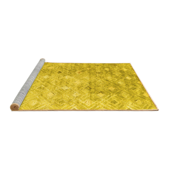 Sideview of Machine Washable Abstract Yellow Contemporary Rug, wshcon2283yw