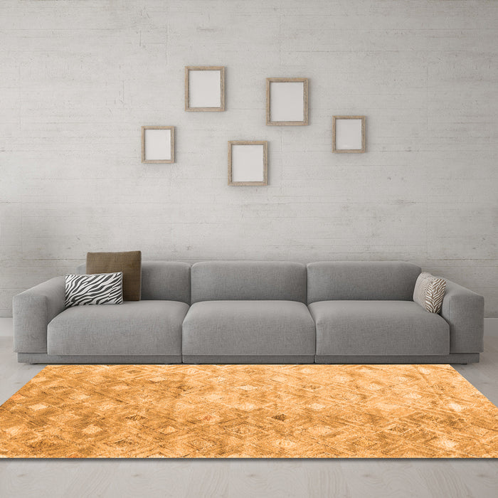 Machine Washable Abstract Orange Contemporary Area Rugs in a Living Room, wshcon2283org