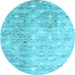 Round Abstract Light Blue Contemporary Rug, con2283lblu