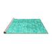 Sideview of Machine Washable Abstract Turquoise Contemporary Area Rugs, wshcon2283turq