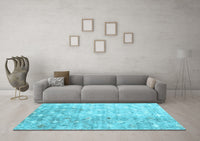 Machine Washable Abstract Light Blue Contemporary Rug, wshcon2283lblu