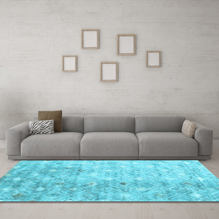 Machine Washable Abstract Light Blue Contemporary Rug in a Living Room, wshcon2283lblu