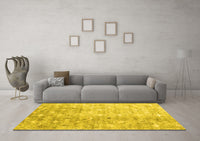 Machine Washable Abstract Yellow Contemporary Rug, wshcon2283yw