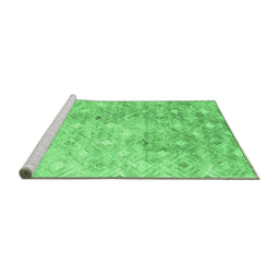 Sideview of Machine Washable Abstract Emerald Green Contemporary Area Rugs, wshcon2283emgrn