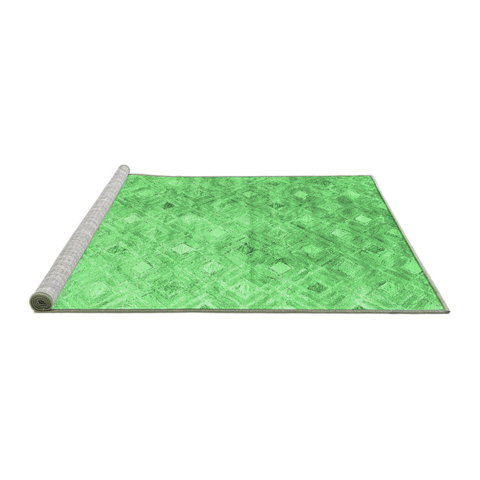 Sideview of Machine Washable Abstract Emerald Green Contemporary Area Rugs, wshcon2283emgrn
