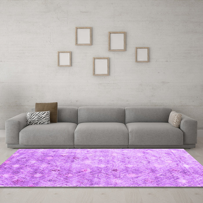 Machine Washable Abstract Purple Contemporary Area Rugs in a Living Room, wshcon2283pur