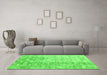 Machine Washable Abstract Green Contemporary Area Rugs in a Living Room,, wshcon2283grn