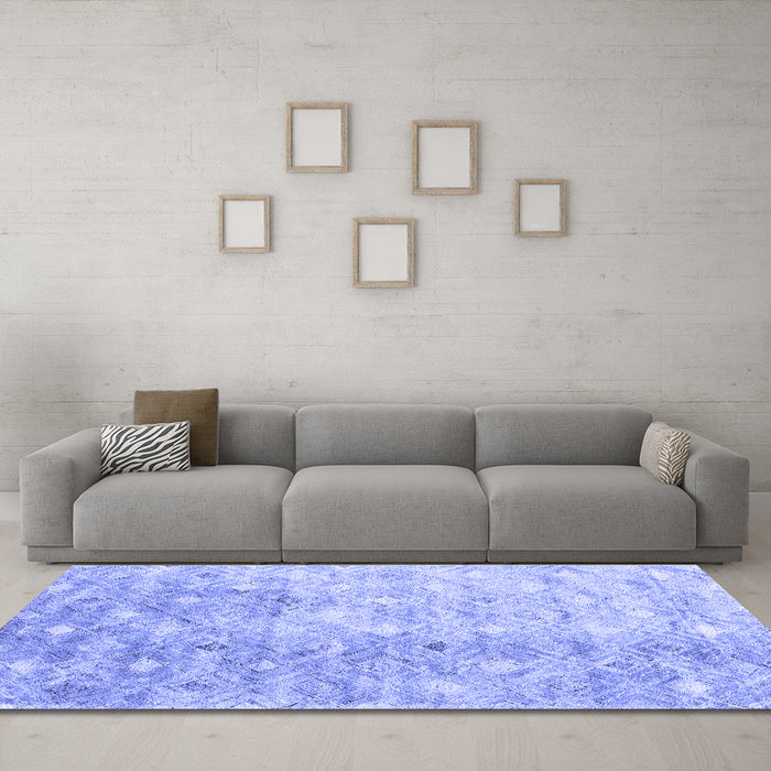 Machine Washable Abstract Blue Contemporary Rug in a Living Room, wshcon2283blu