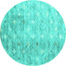 Round Abstract Turquoise Contemporary Rug, con2283turq