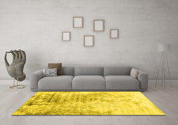 Machine Washable Abstract Yellow Contemporary Rug in a Living Room, wshcon2284yw