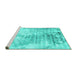 Sideview of Machine Washable Abstract Turquoise Contemporary Area Rugs, wshcon2284turq