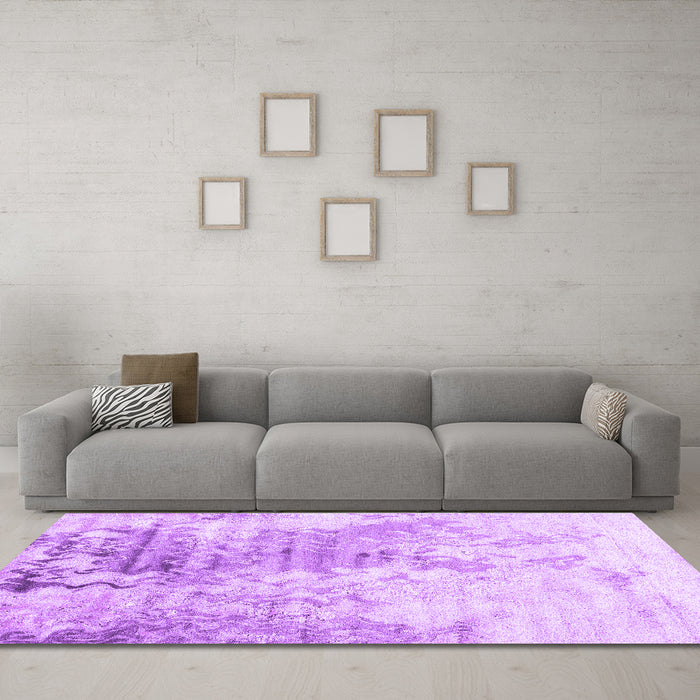 Machine Washable Abstract Purple Contemporary Area Rugs in a Living Room, wshcon2284pur