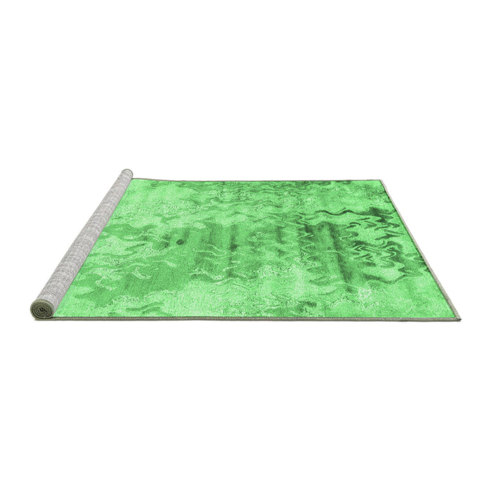 Sideview of Machine Washable Abstract Emerald Green Contemporary Area Rugs, wshcon2284emgrn