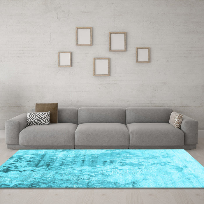 Machine Washable Abstract Light Blue Contemporary Rug in a Living Room, wshcon2284lblu